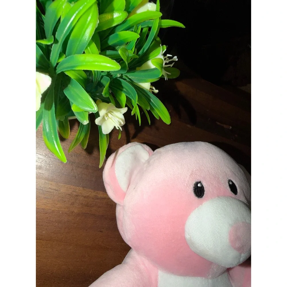 Ty Pluffies Pinky the Bear Pink White Stuffed Animal Plush Toy 10 inch 2005